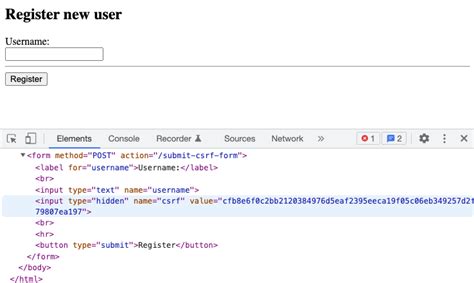 Toradh íomhá ar CSRF Token Example