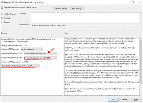 Image result for Enable BitLocker Options Pin