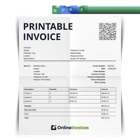 Editable Invoice Layout Template Free に対する画像結果