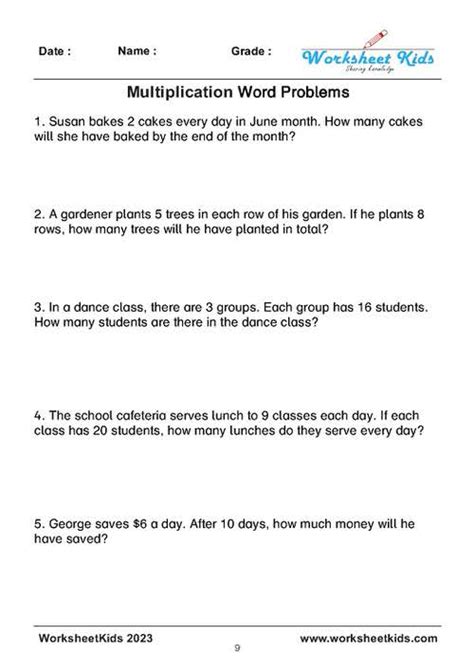 Image result for Simple Multiplication Word Problems Worksheet