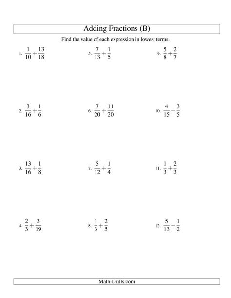 Image result for 5th Grade Math Worksheets Adding Fractions