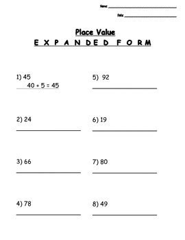 Image result for Place Value Expanded Form Worksheets