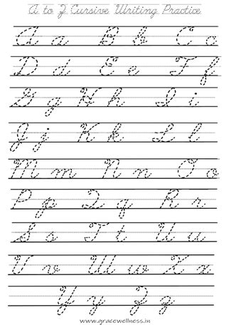 Cursive writing practice sheet for capital and small letters – Artofit