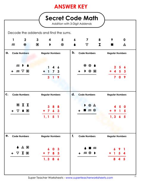 Secret Code Math Worksheets に対する画像結果