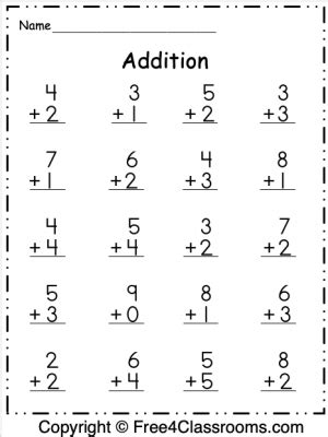 Image result for Math 1 Digit Addition Worksheets