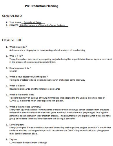 Pre-Production Script Example に対する画像結果