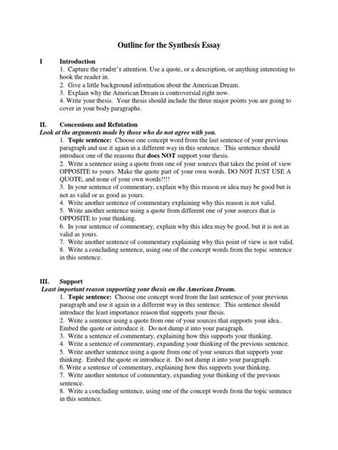 Synthesis Essay Outline | PDF | Paragraph | Essays