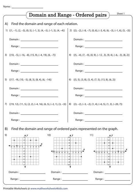 Image result for Domain Math Worksheets