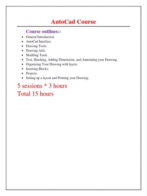 Image result for AutoCAD Course Template