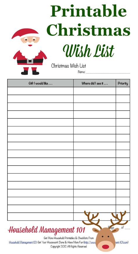 Image result for Printable Christmas List