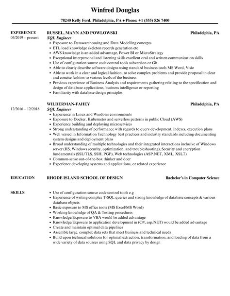 Afbeeldingsresultaten voor SQL Support Engineer Resume