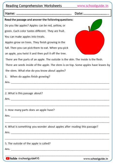 Reading Comprehension Worksheet に対する画像結果