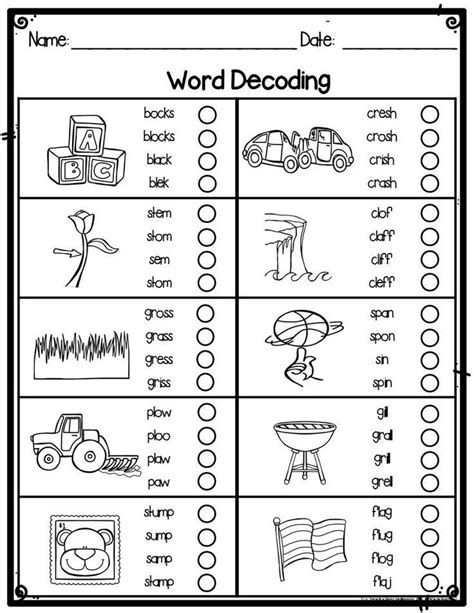Toradh íomhá ar Decoding Worksheets