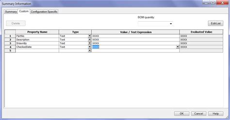 Afbeeldingsresultaten voor SolidWorks Properties Part Number Formular
