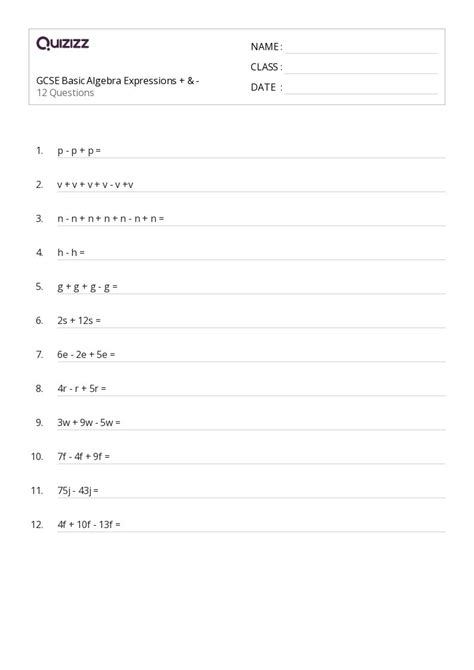 Image result for Basic Algebra Worksheets GCSE