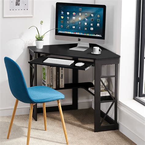 Image result for Corner Computer Desk with Keyboard Tray