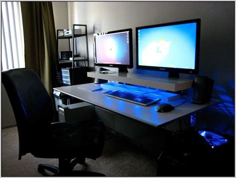Image result for Double Monitor Computer Desk