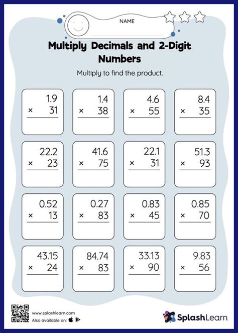 Toradh íomhá ar Multiplication Double-Digit Activity Print