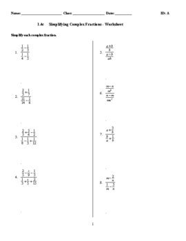 Bildergebnis für Complex Fractions Worksheet Precalculus PDF