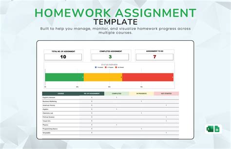 Image result for Assignment Tracker. Excel Template Free