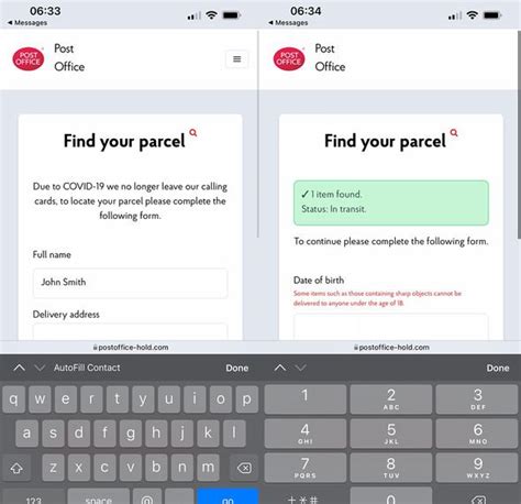 Image result for Post Office Scam Text