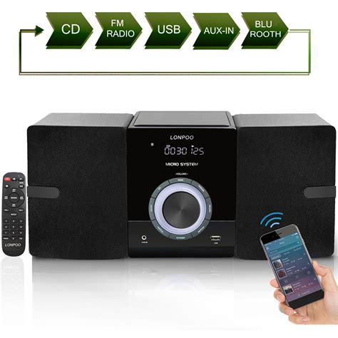 Image result for Bluetooth Home Classic Shelf Stereo System CD Player PLL FM Radio