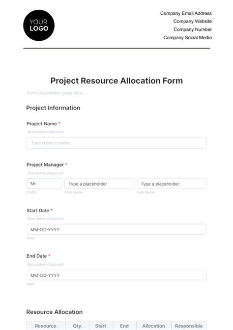 Toradh íomhá ar Resource Allocation Overview Template