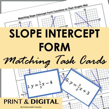 Slope-Intercept Form Fun Activity Printable に対する画像結果