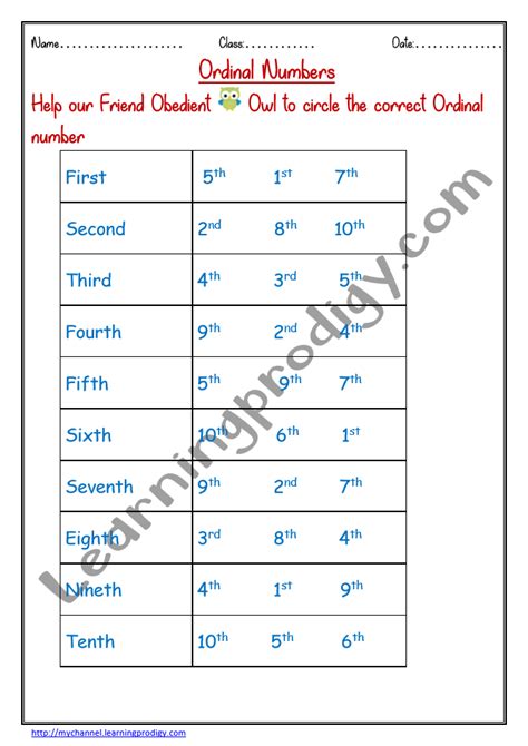 Image result for Ordinal Numbers Worksheet for Class 1