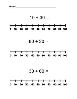 Image result for Double-Digit Addition Number Line Worksheet 10s