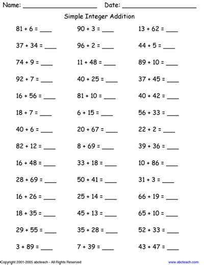 Image result for 7th Grade Math Worksheets Addition