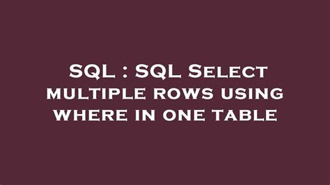 Image result for Multiple Where SQL