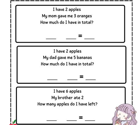 Toradh íomhá ar Free Printable One Step Word Problems