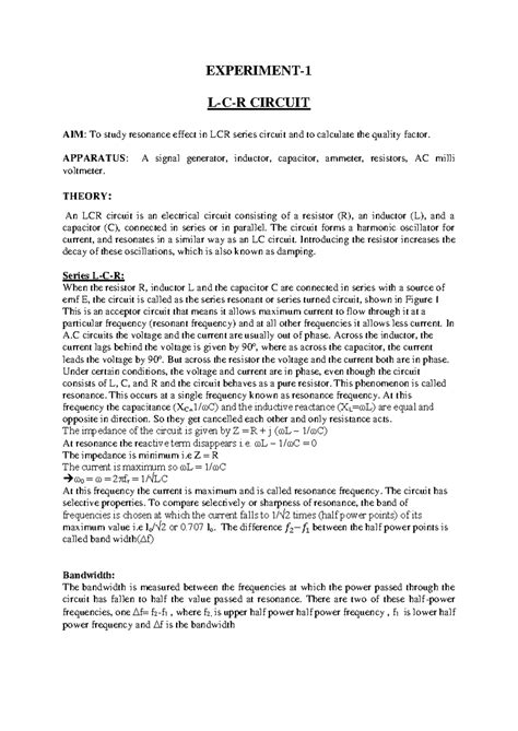 Image result for LCR Experiment Lab Report