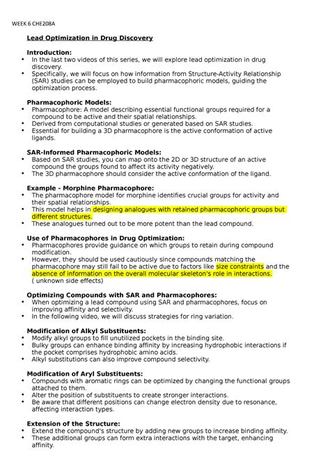 Toradh íomhá ar Lecture Notes On Lead Optimization