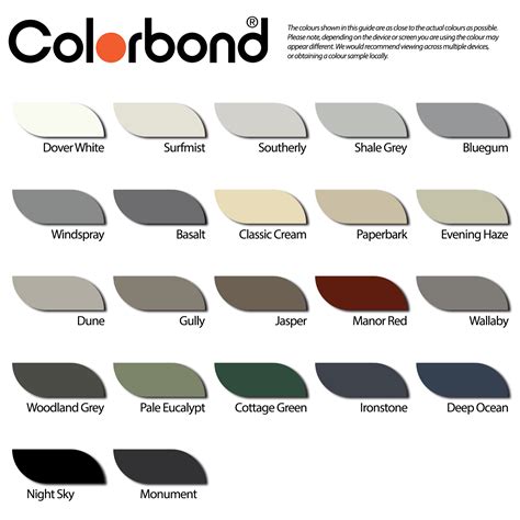 Afbeeldingsresultaten voor Colorbond Colours
