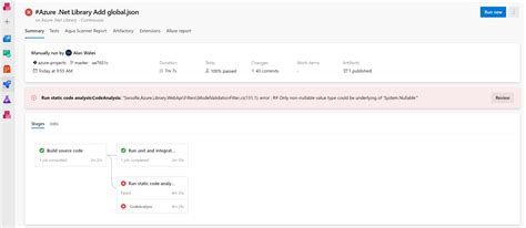 Visual Studio Code Quality Analysis に対する画像結果