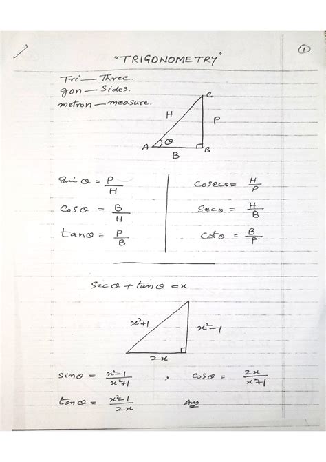 Toradh íomhá ar Trigonometry Math Note