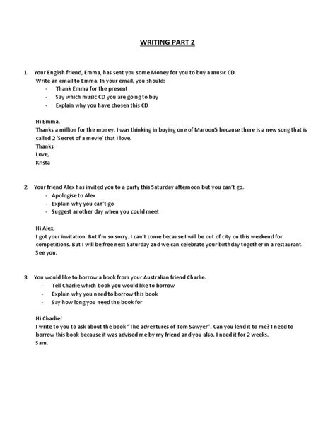 Image result for Sample of Writing Part