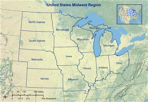 Midwest Region Physical Map Lesson 11: The Midwest States APRIL
