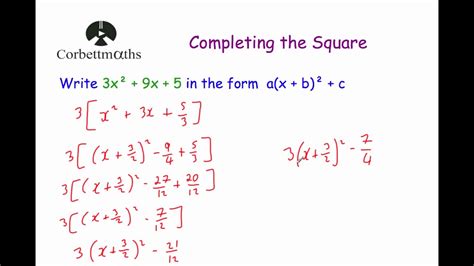 Image result for Completing the Square GCSE Maths Tutor