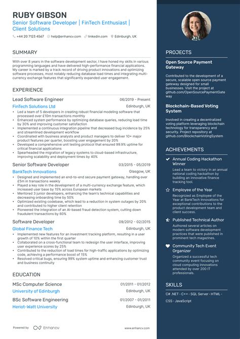 Software Developer CV Template に対する画像結果