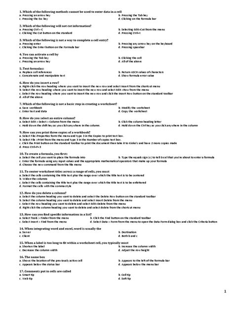 Image result for Excel Basic MCQs