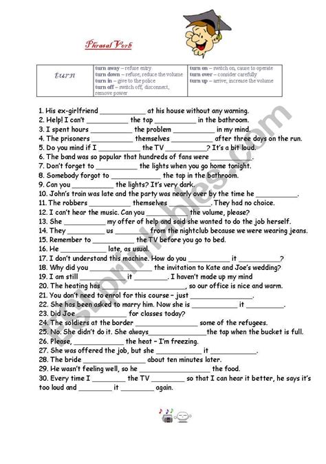 Afbeeldingsresultaten voor Turn On Turn Off Phrasal Verbs Exercises