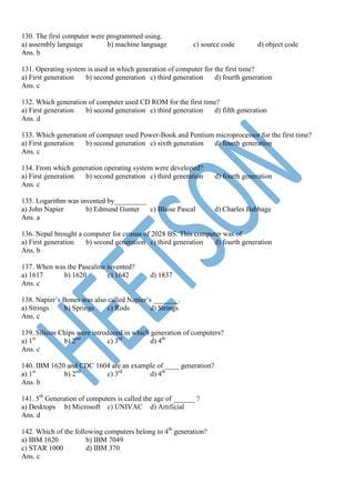 Computer Questions with Answers Regading Genrations に対する画像結果