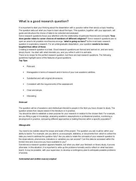 How to write a good research question | PDF | Theory | Attention