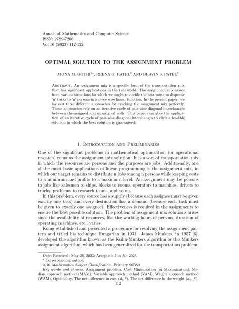 Image result for Optimal Assignment Problem