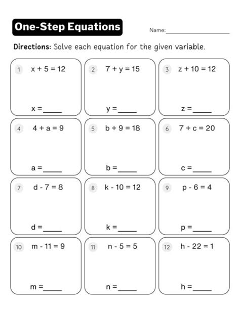 Image result for One Variable Algebra Worksheet