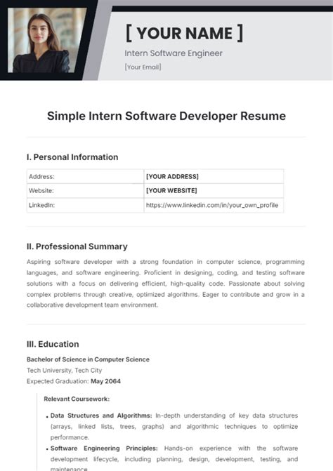 Software Developer CV Template に対する画像結果