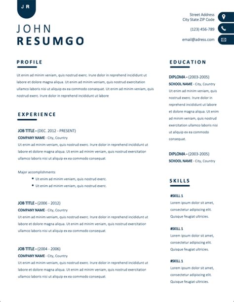 Image result for Google Docs Resume Templates Free